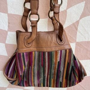 LUCKY BRAND "SUNSHINE DAYDREAM" Hobo Striped Shoulder Bag 100% Leather